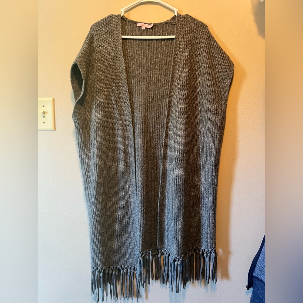 Calypso St Barth wool alpaca blend open sleeveless cardigan oversized XS grey